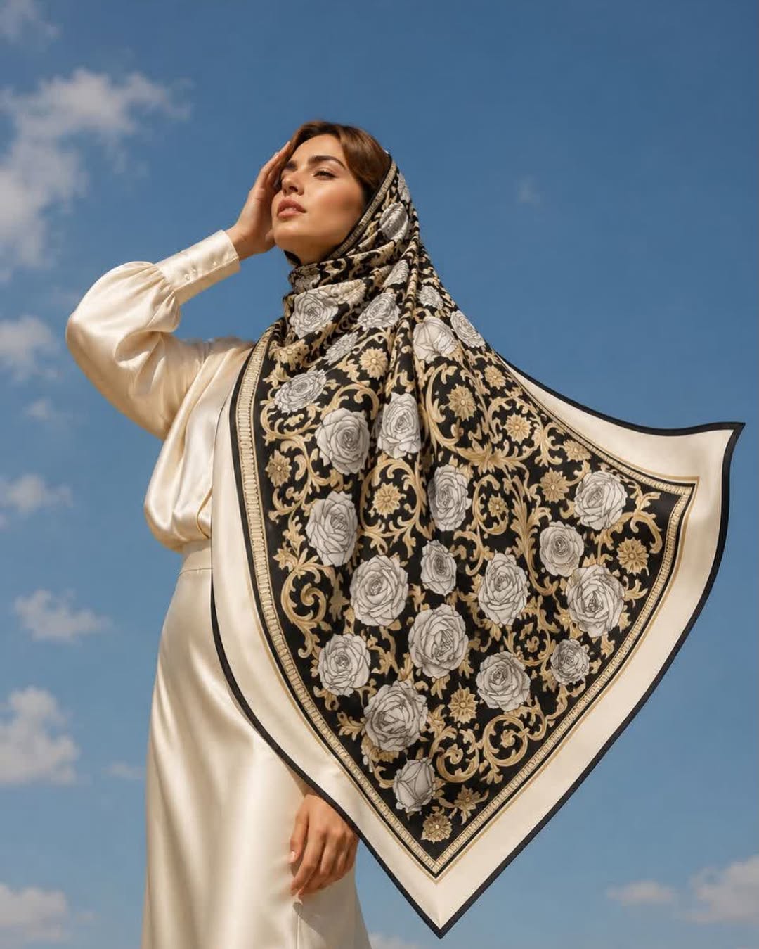 روسری ابریشمی قواره ۱2۰ کد ۱۰۱۷
