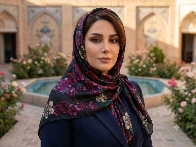 روسری زنانه ابریشم توییل قواره ۱۲۰کد ۱۰۲۸