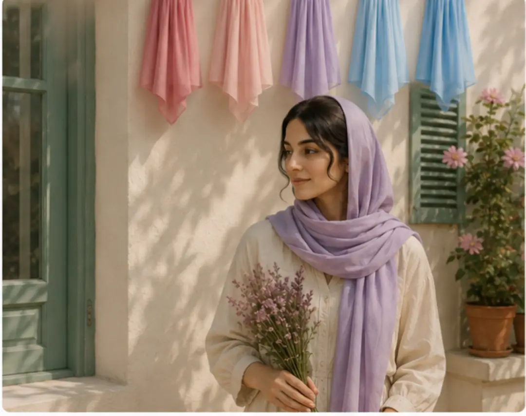 شال زنانه نخی رنگی